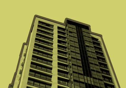 Modern high rise condominium in developing urban neighborhood. Tall residenti Foto stock