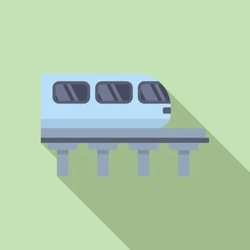 Modern high speed monorail train moving on railway Stock Illustration