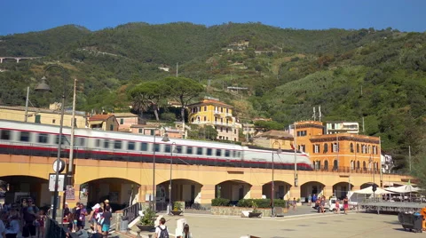 Modern high speed passenger train speeds up. Video stock 54662443
