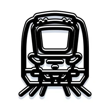Modern high speed train front view black line icon Stock Illustration
