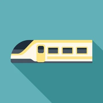 Modern high speed train illustration with long shadow 스톡 일러스트