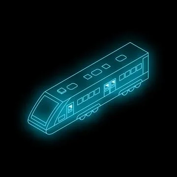Modern high speed train moving with glowing blue neon light Stock Illustration