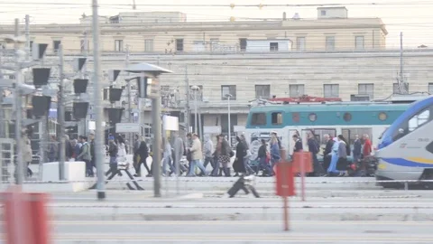 Modern high speed train at the railways station. Rome, Italy 10.10.2017 스톡 동영상 81504556