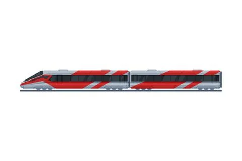 Modern High Speed Train, Side View, Public Transportation Vehicle Flat Vector Illustrazione stock