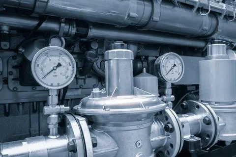 Modern high-tech and efficient engine, gas diesel generator Stock Photos