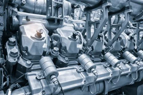 Modern high-tech and efficient engine, gas diesel generator Foto stock