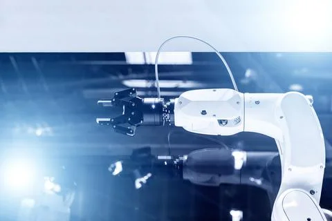 Modern High Tech Authentic Robot Arm. Industrial Robotic Manipulator. Stock Photos