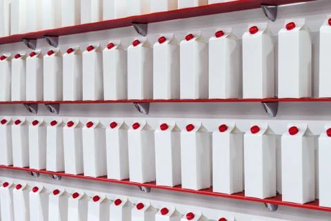 Modern high-tech cardboard packaging for milk, juice Foto stock