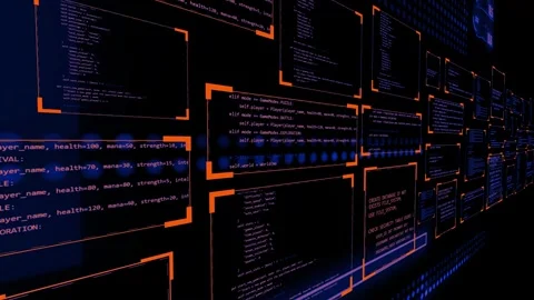 Modern high tech code blue background. Long video with a.i. generating Stock Footage 318160848