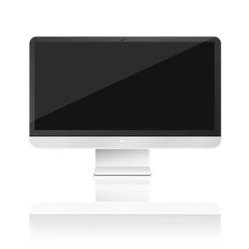 Modern, high-tech computer isolated on white background with reflection. Empt 库存插图