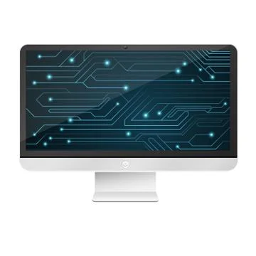 Modern, high-tech computer isolated on white background. An image of a glowin 库存插图