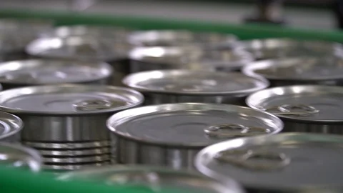 Modern High-Tech Conveyor Delivers Alluminous Canning Can Stock Footage 116201475