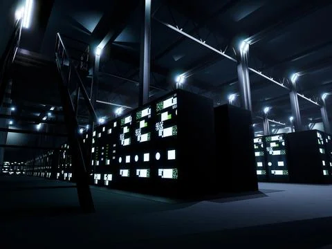 Modern high tech database supercomputer clean room イラスト素材