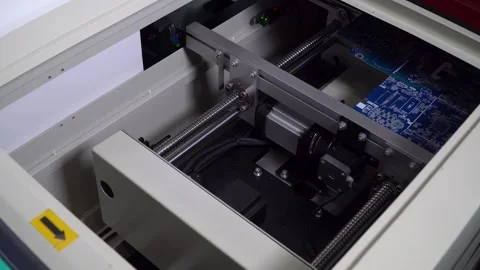 Modern High-Tech Electronics Factory. Inside an automated system Stock Footage 258641473