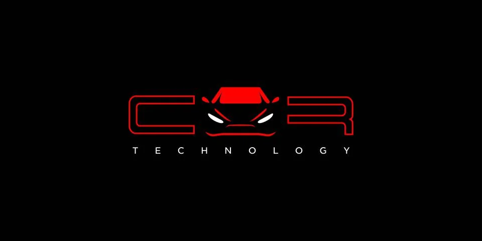 Modern high-tech future car technology illustration logo design Illustrazione stock