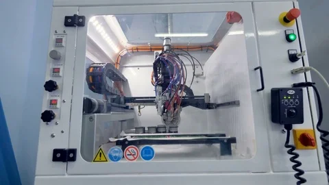 Modern high-tech industrial equipment manufacturing computer components. 4K. Stock Footage 80604652