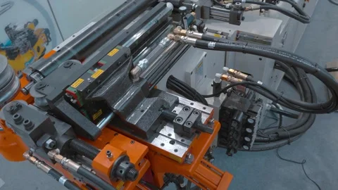 A modern, high-tech pipe bending machine is presented at the exhibition Видео 333361496