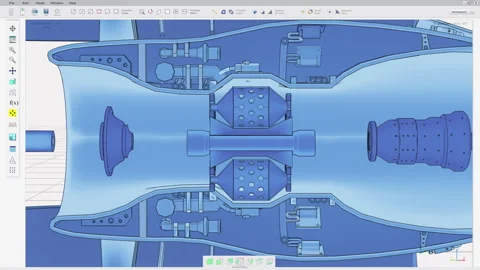 Modern high tech program visualising the insides of the industrial turbine Stock Footage 279225912