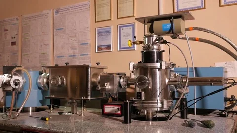 Modern high technology scientific vacuum chamber system in research Laboratory Stock Footage 77739625