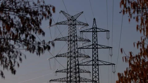 A modern high voltage power line 4k 25fps video 스톡 동영상 330437618