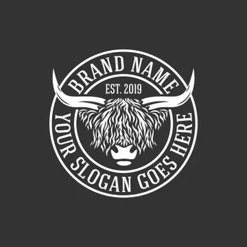 Modern highlanders bull logo. Vector illustration. Stock Illustration
