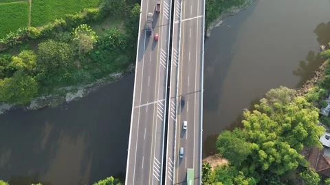 Modern Highway Bridge Spanning Bengawan Solo River Stock Footage 337363241