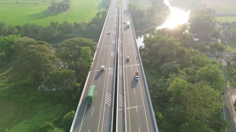 Modern Highway Bridge Spanning Bengawan Solo River Stock Footage 337363258