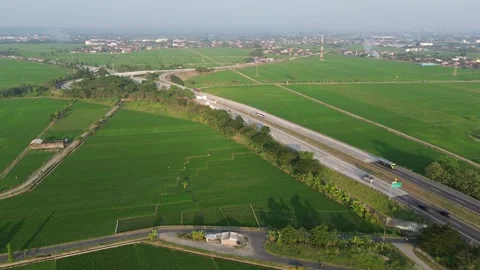 Modern Highway Bridge Spanning Bengawan Solo River Stock Footage 337363275