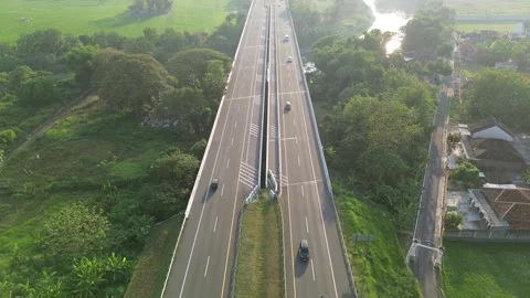 Modern Highway Bridge Spanning Bengawan Solo River Stock Footage 337363281