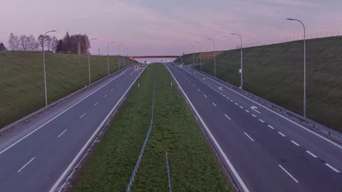 A Modern Highway with Moving Traffic Видео 306533965