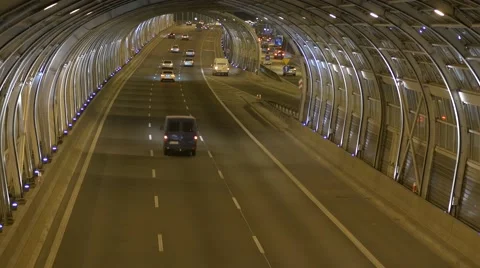 Modern highway in tunnel. Stock Footage 67962662