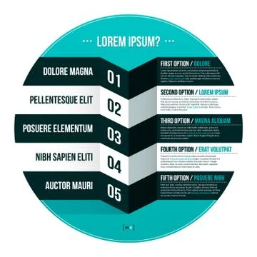 Modern hipster layout with five options in circle. EPS10. 스톡 일러스트