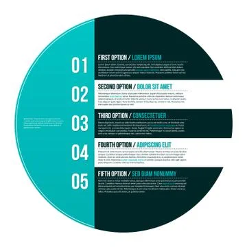 Modern hipster layout with five options in circle. EPS10. Illustrazione stock