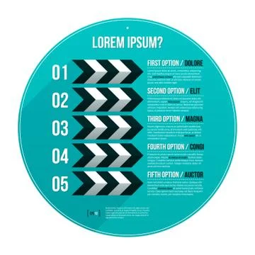 Modern hipster layout with five options in circle. EPS10. Illustrazione stock