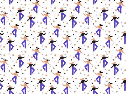 Modern hipster pattern retro man bright colors seamless pattern. Repeating Illustrazione stock