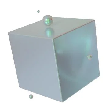 Modern Holographic Cube Shape. Realistic 3D Render. Isolated. Stock Illustration