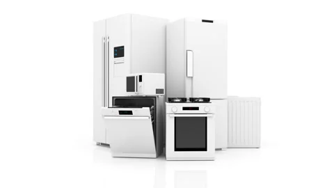 Modern home appliance. 3D rendering. White background Stock Footage 129054610