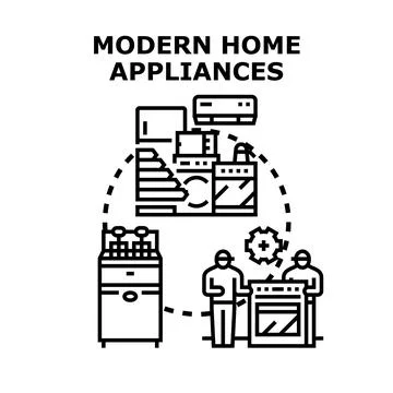 Modern home appliances and electronics delivery service Stock Illustration