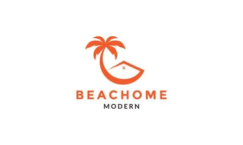 Modern home with coconut tree logo symbol vector icon illustration graphic .. Ilustración de archivo