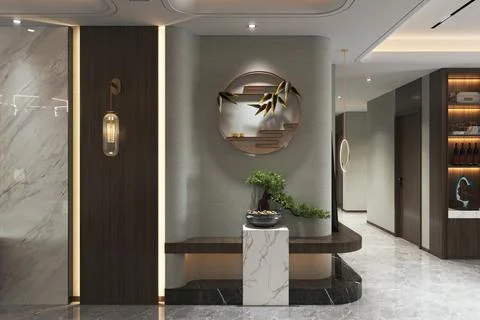 Modern home interior design for an empty space decoration with full of furn.. イラスト素材