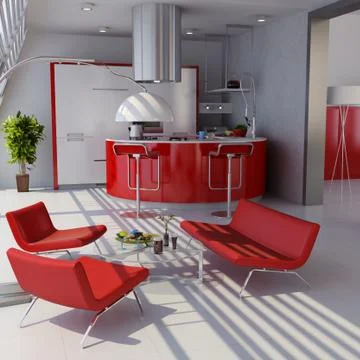 Modern home interior Stock Illustration