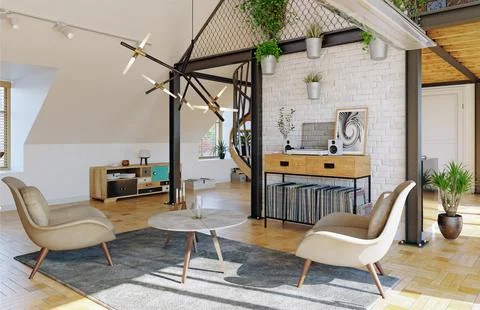 Modern home interior. Illustrazione stock