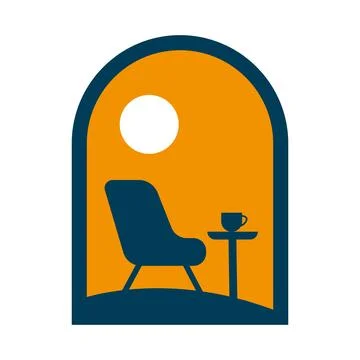 Modern Home Interior Logo Design for Relaxation Branding Stock Illustration