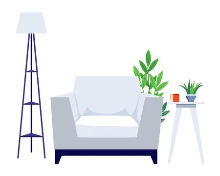 Modern home interior seating space for working Stock Illustration