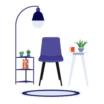 Modern home interior seating space with chair Stock Illustration