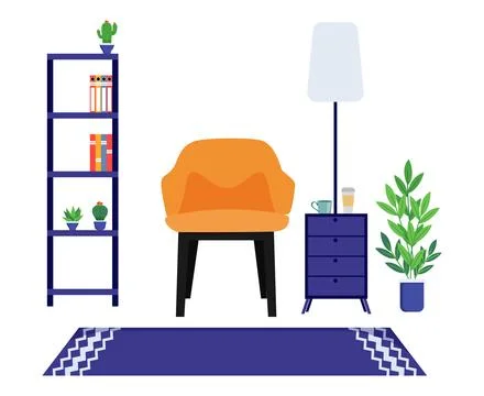 Modern home interior seating space with lamp Stock Illustration
