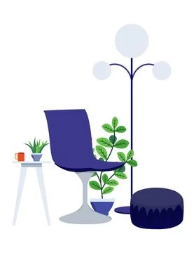Modern home interior seating space for freelancing Stock Illustration