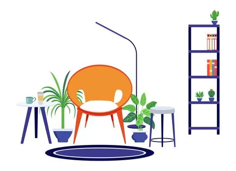 Modern home interior seating working space Stock Illustration