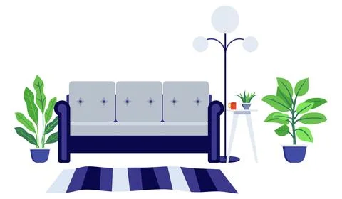 Modern home interior seating working place Stock Illustration