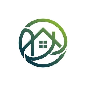 Modern Home Leaf Logo Design with Eco Real Estate Branding Illustrazione stock